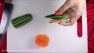 آموزش میوه آرایی - طراحی قلب با خیار و هویج