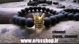 دستبند مهره سنگی با تاج نگین دار سواروسکی - www.erosshop.ir