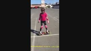 Smart girl dancing on scooter