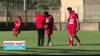 لحظه مصدومیت محسن مسلمان در تمرین جمعه