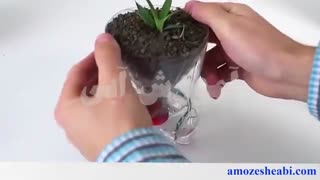 آموزش ساخت گلدان با بطری نوشابه