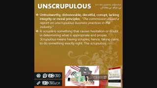 ویدیوکارد کلمه unscrupulous از سطح یک کتاب Verbal Advantage