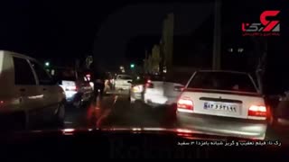فیلم واقعی تعقیب و گریز در شب پلیس تهران با سواری مزدا سفید