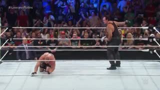 مسابقه کشتی کج براک لزنر در مقابل ست رولینز سر کمربند دبیلو دبیلو ای در پی پر ویوی بتلگراند 2015