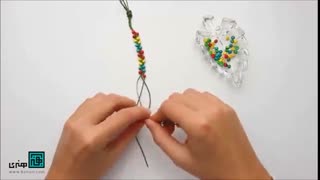 آموزش بافت دستبند با مهره های چوبی