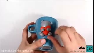 آموزش ساخت خرس مهربون با خمیر فیمو برای تزیین ماگ 3