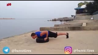 انجام حرکات ورزشی با تایر