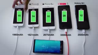 مقایسه سرعت شارژ شدن آیفون 8 ، آیفون 8 پلاس ، آیفون 7 ، گلکسی نوت 8 و وان پلاس 5