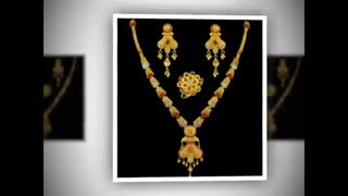 نیم ست زنانه طرح طلا شامل گردنبند و گوشواره رنگ ثابت